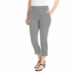NWoT Hilary Radley Ladies' Pull On Capri Pants Off White/Black Size M $60 9HL238